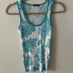 Women's Teal Floral Tank Top